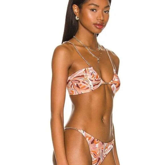 New. L*SPACE orange paisley chain bikini top. Medium. Retails $99 - Picture 3 of 11